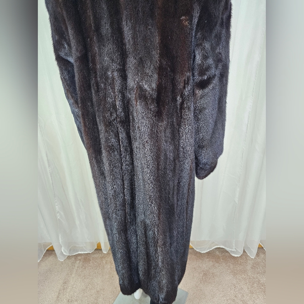 Gorgeous Two-Tone Brown Glam Mink Fur Coat With Bracelet Cuff Medium - Picture 10 of 13